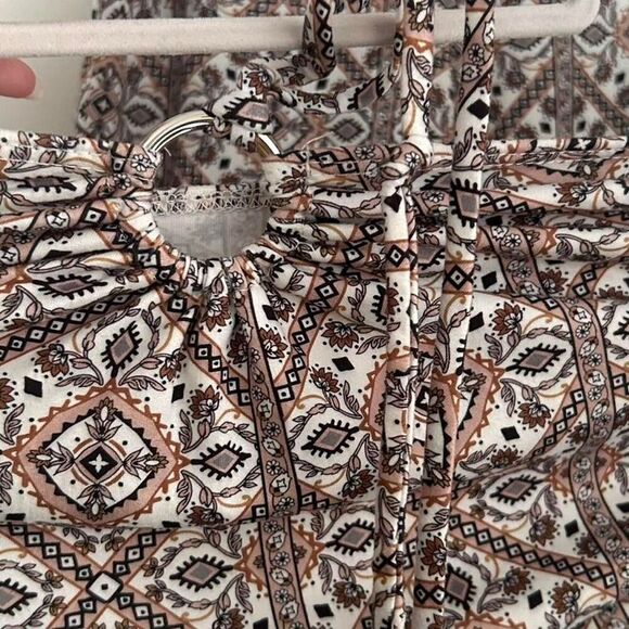 Windsor Boho Diamond Print Flared Leggings & Keyhole Halter Crop Set Indie Fall - Picture 7 of 7